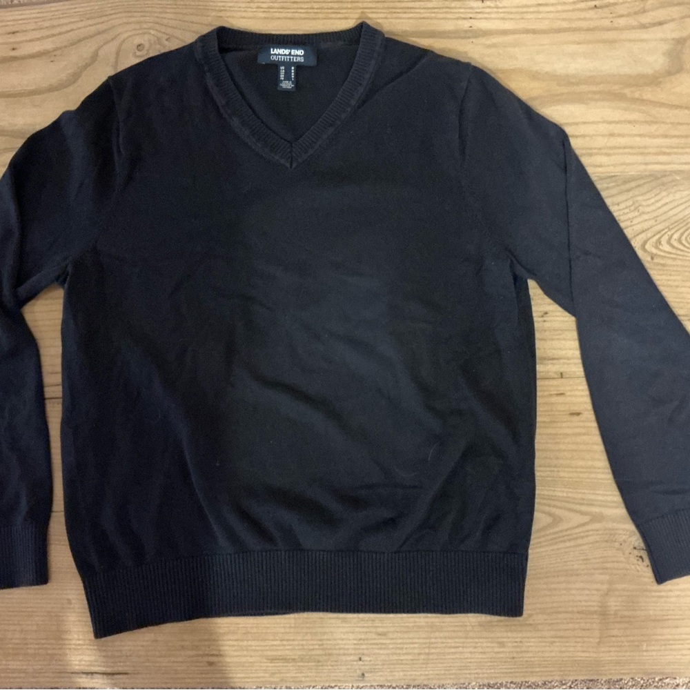 Lands' End Men's V-Neck Black Sweater